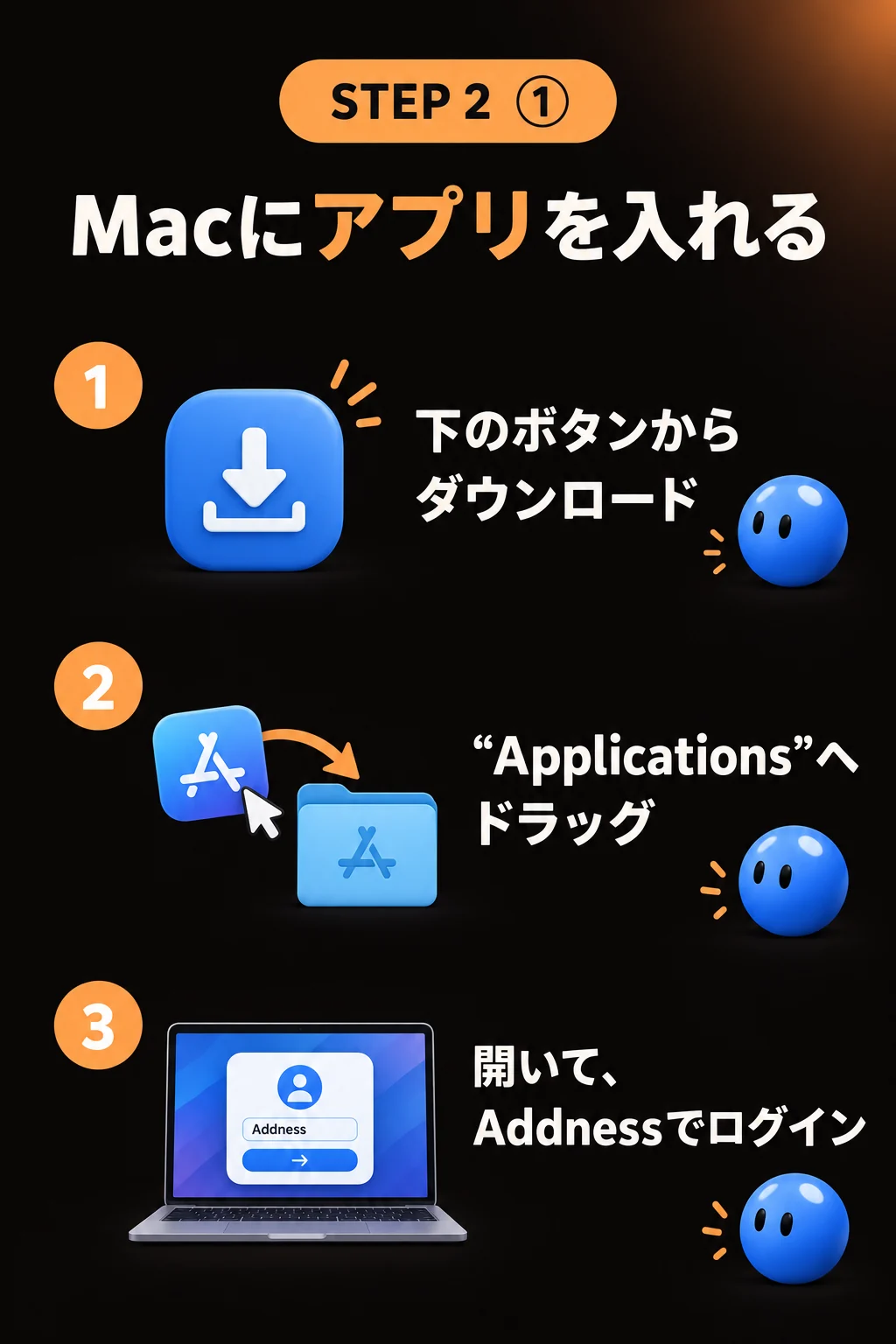 STEP2① Macにアプリを入れる