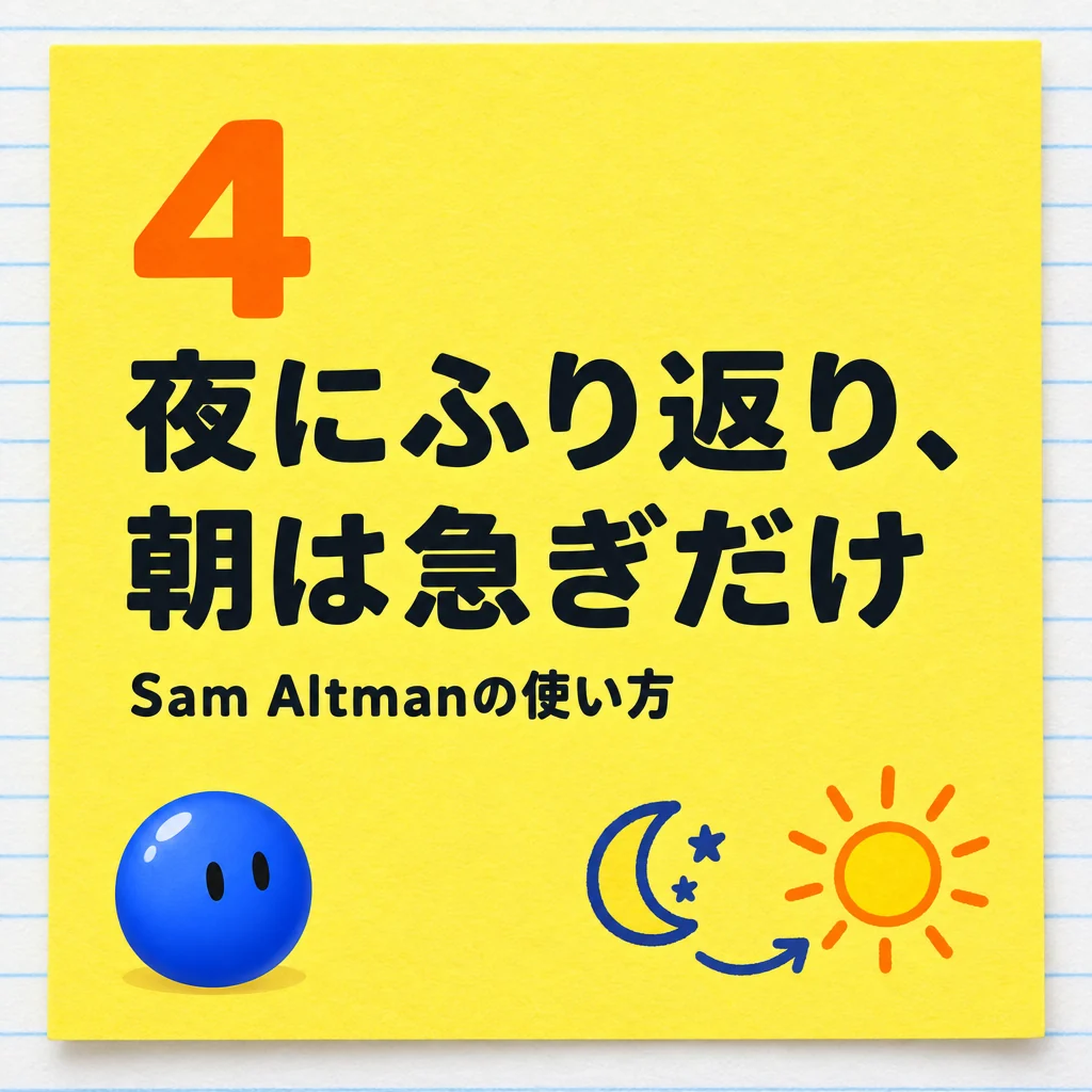 4 夜にふり返り、朝は急ぎだけ(Sam Altmanの使い方)
